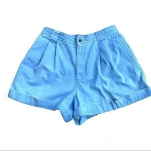 LizSport pleated front high waist  shorts retro blue Sz 12 With Pockets EUC